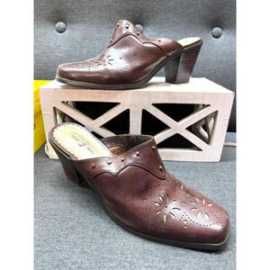 Duck Head Brown Miley Faux Leather Heeled Slide - Size 8.5M western Ella Langley